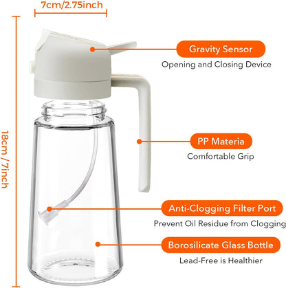YARRAMATE Glass Olive Oil Sprayer - 16oz with 20 Color Labels | Elegant White Design