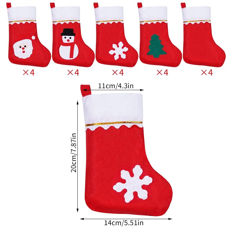 Christmas Mini Stockings Set 20 Pcs - Felt Christmas Tableware Holders & Decor