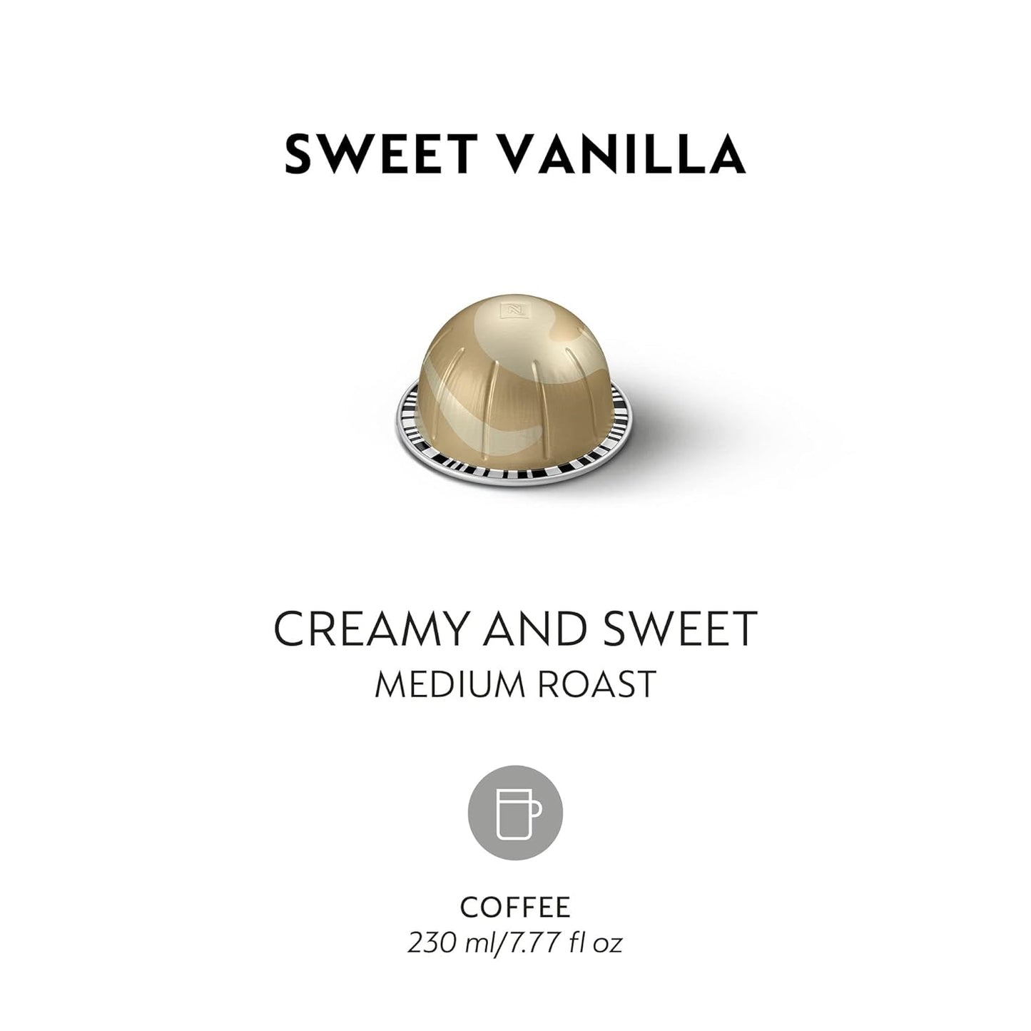 Nespresso Vertuo Sweet Vanilla Coffee Capsules - Medium Roast, 30 Count Pods for 7.8oz Brews