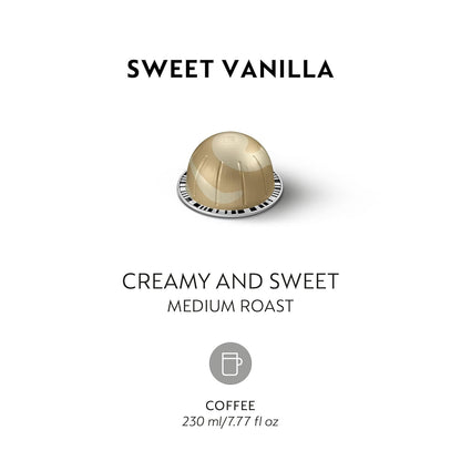 Nespresso Vertuo Sweet Vanilla Coffee Capsules - Medium Roast, 30 Count Pods for 7.8oz Brews