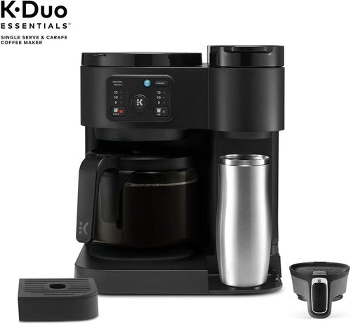 K-Duo Essentials Coffee Maker - Hot & Iced Single-Serve Pod with 72 Oz Reservoir | Strong Brew Feature, Black