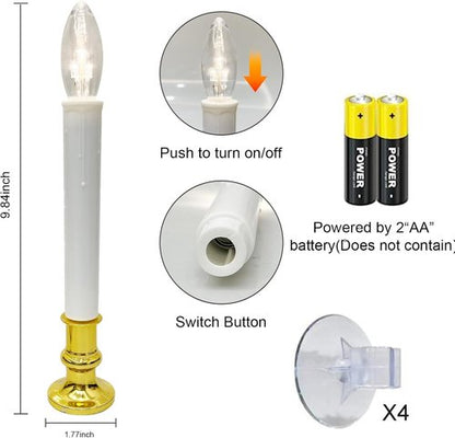 Christmas LED Window Candles - 4 Pack Battery Operated with Timer | Ultra-Bright 3V Bulbs for Indoor Decor