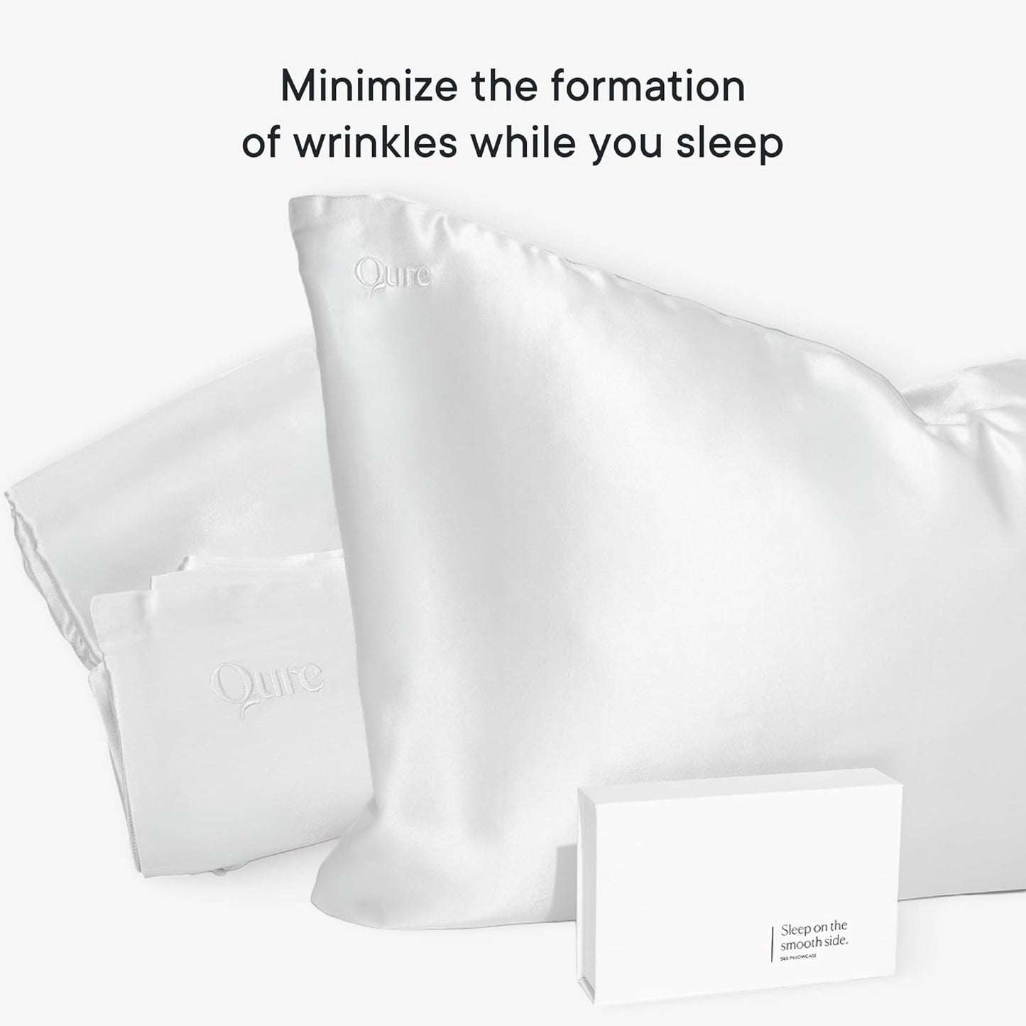 Qure Mulberry Silk Pillowcase - Anti-Acne Cooling Sleep for Hair & Skin | Standard Size, Hidden Zipper