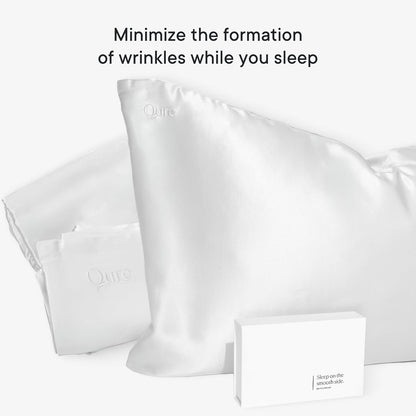 Qure Mulberry Silk Pillowcase - Anti-Acne Cooling Sleep for Hair & Skin | Standard Size, Hidden Zipper