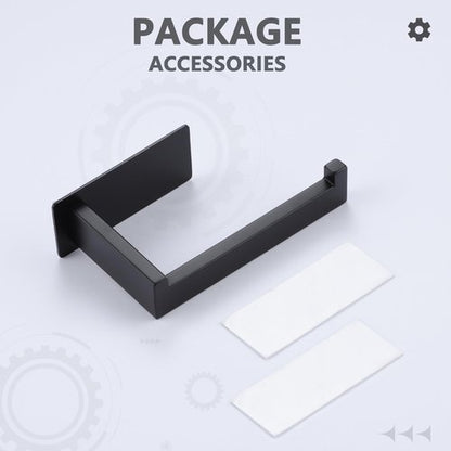 LANC Self-Adhesive Toilet Paper Holder, Matte Black Toilet Tissue Holder Wall Mounted for Bathroom Kitchen, Stick On Paper Roll Holder with No Drilling Rustproof Stainless Steel, A8307MB