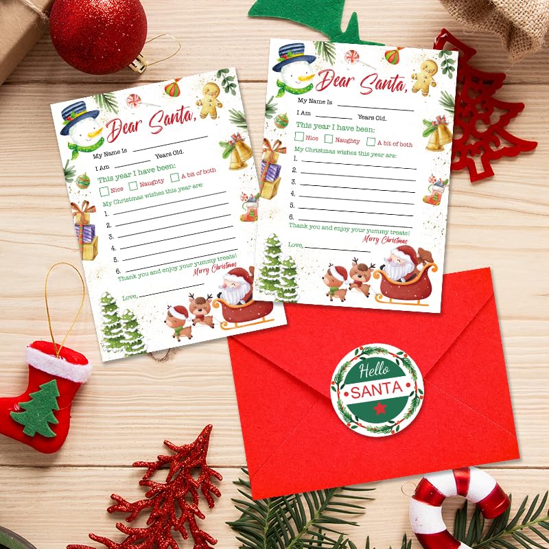 Santa Letter Writing Kit with Envelopes Stickers & Labels - Christmas Activity Set - SDLT01