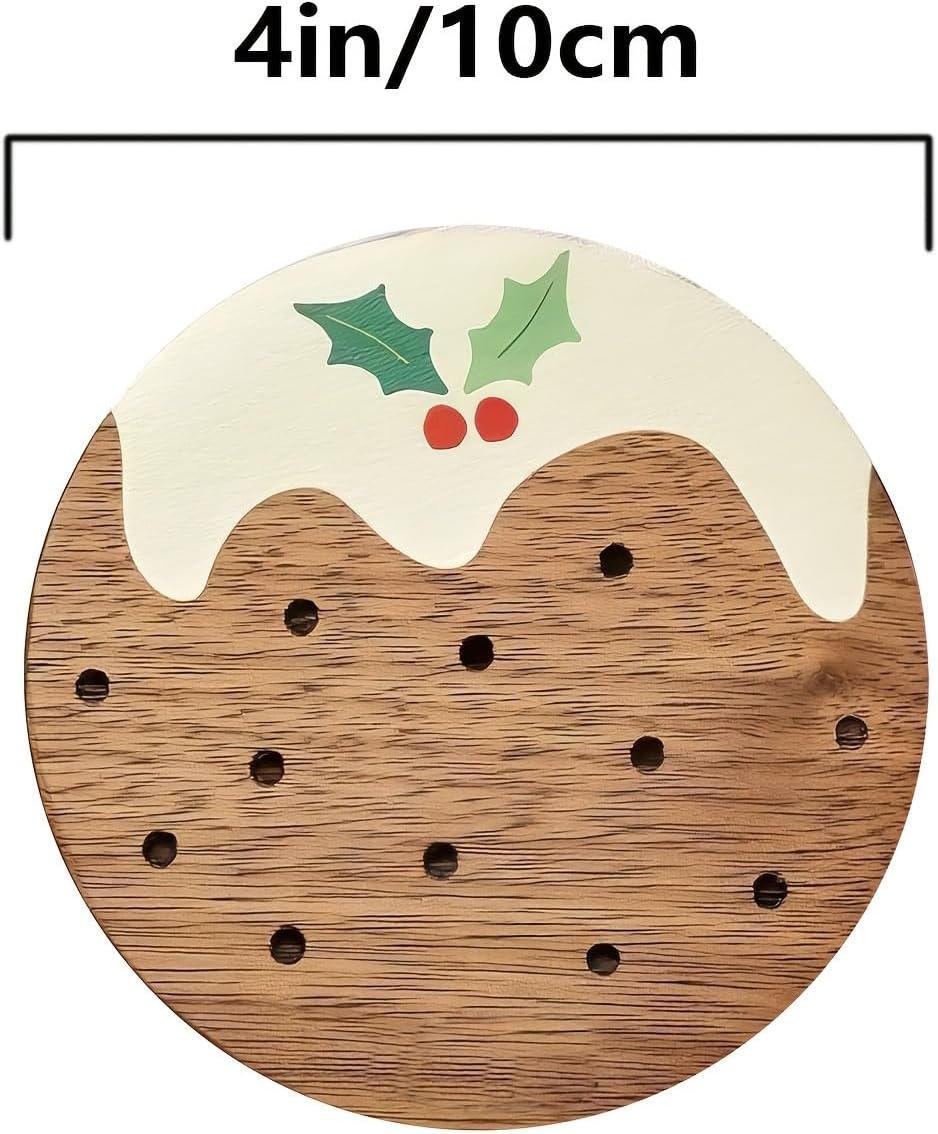 Carved Wooden Coasters by 6Pack - Rustic Pudding Coasters for Home, Office & Cafe Decor