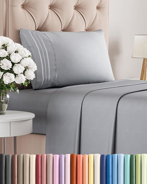 Hotel Luxury Twin Size 3-Piece Sheet Set by [Brand Name] - Comfy, Breathable & Cooling - Deep Pockets, Soft & Wrinkle-Free - Oeko-Tex Certified, Steel Blue