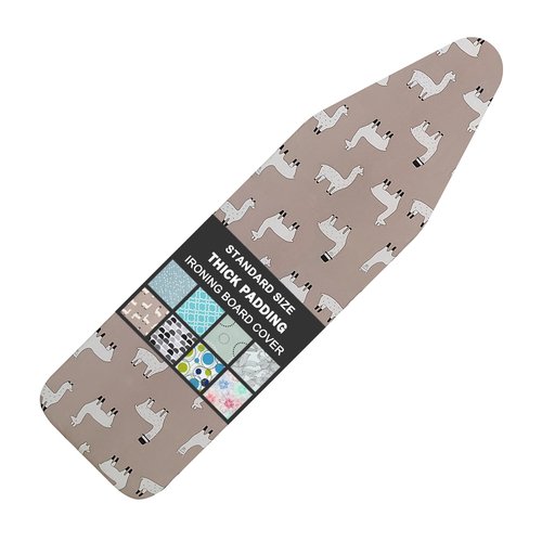 Ironing Board Cover and Pad Standard Size 15" x 54",3 Pairs of Hook and Loop Fastener Straps,Elastic Edges,Cotton Iron Board Cover with Scorch Resistant Thick Padding(Alpaca)
