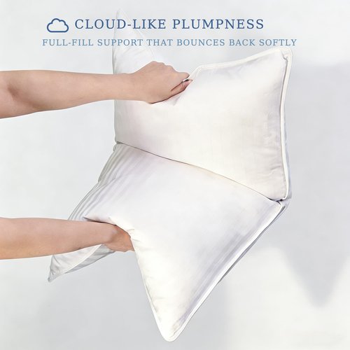 GUIAHENG 2 Pack Goose Down Feather Pillows, King Size, Cotton Cooling Camping Travel Pillows, Medium Support