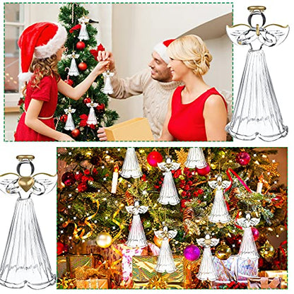 24 Pcs Christmas Glass Angel Ornaments - Mini Hanging Tree Decorations
