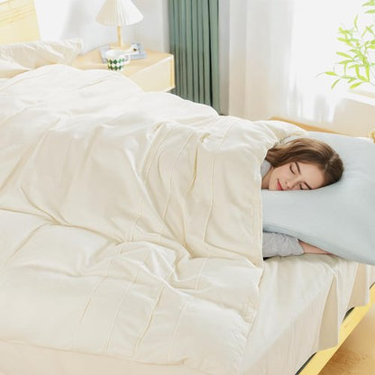 NEXHOME PRO 100% Organic Cotton Duvet Cover Full,Linen Like Pleated Textured Ivory Duvet Cover Set,3pc Bedding Set with Zipper Closure, Soft,Lightweight and Breathable (80"x90", No Comforter)