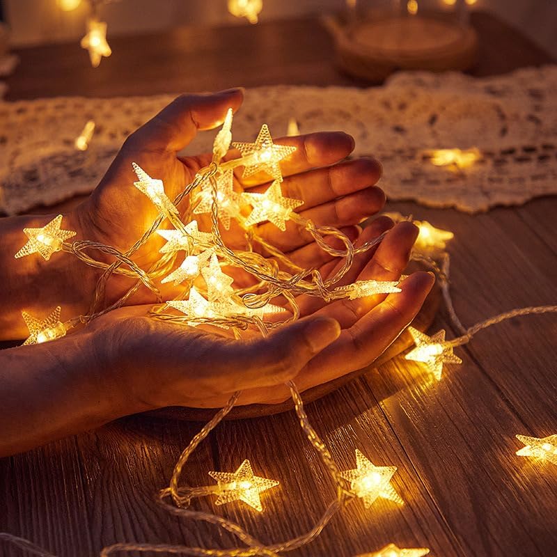 WFGGEH Star Fairy String Lights - 10ft 20 LED Warm White for Birthday & Christmas Home Decor