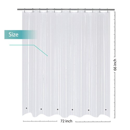 Mrs Awesome Short Shower Curtain Liner with 6 Magnets 72 x 66 inch Clear Thick PEVA Waterproof Plastic Shower Curtain 72x66, Clear