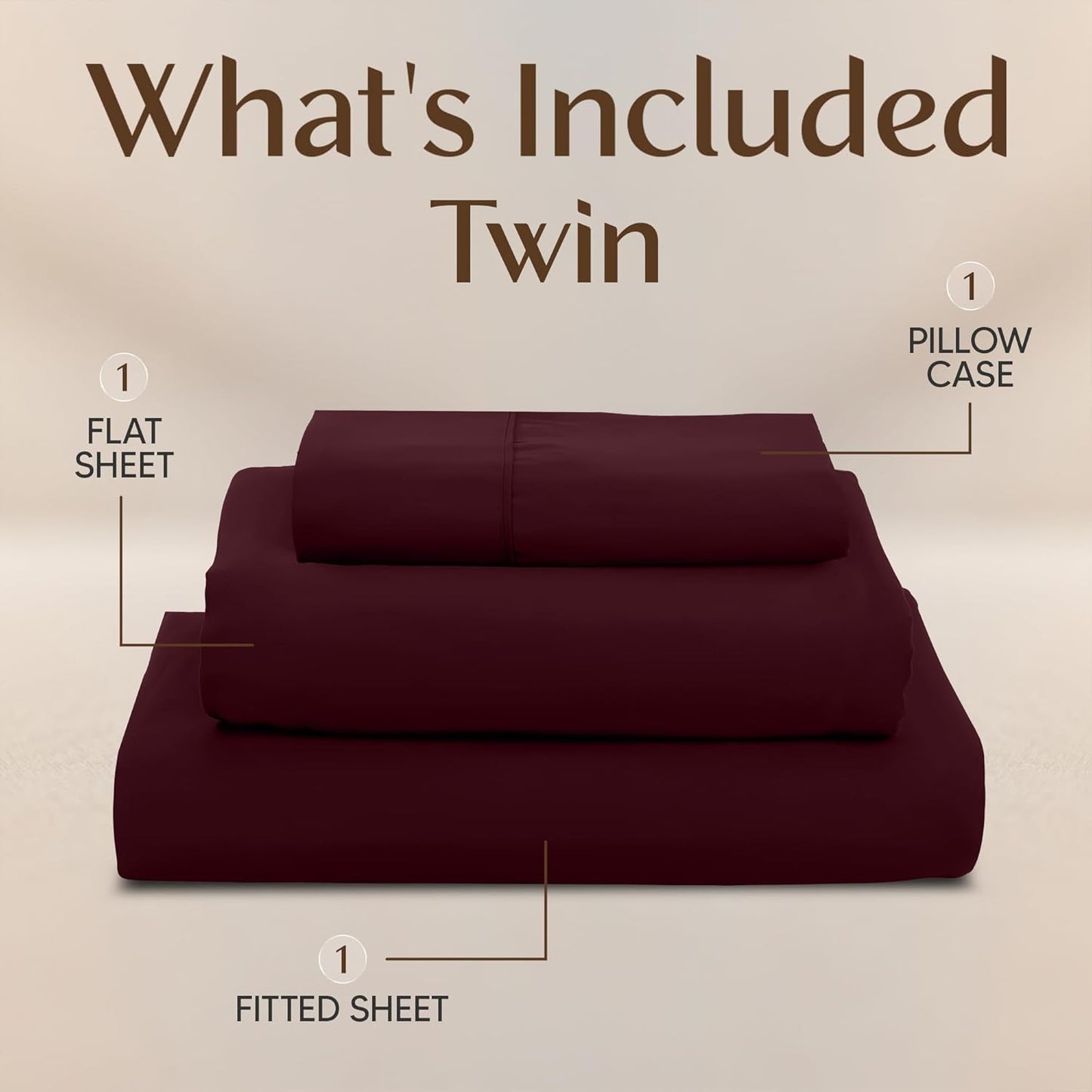 Utopia Bedding Twin Sheet Set - Soft & Breathable Microfiber | 3-Piece Bedding in Burgundy