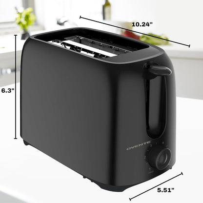 OVENTE Electric Toaster - 6-Shade Browning Selector, Compact Design, Removable Crumb Tray, 700W Power