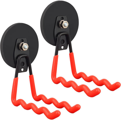 ULIBERMAGNET Heavy Duty Magnetic Hooks - Strong Wave Hook for Workshop Organization | 2 Pack (3.46 Inch, Orange)