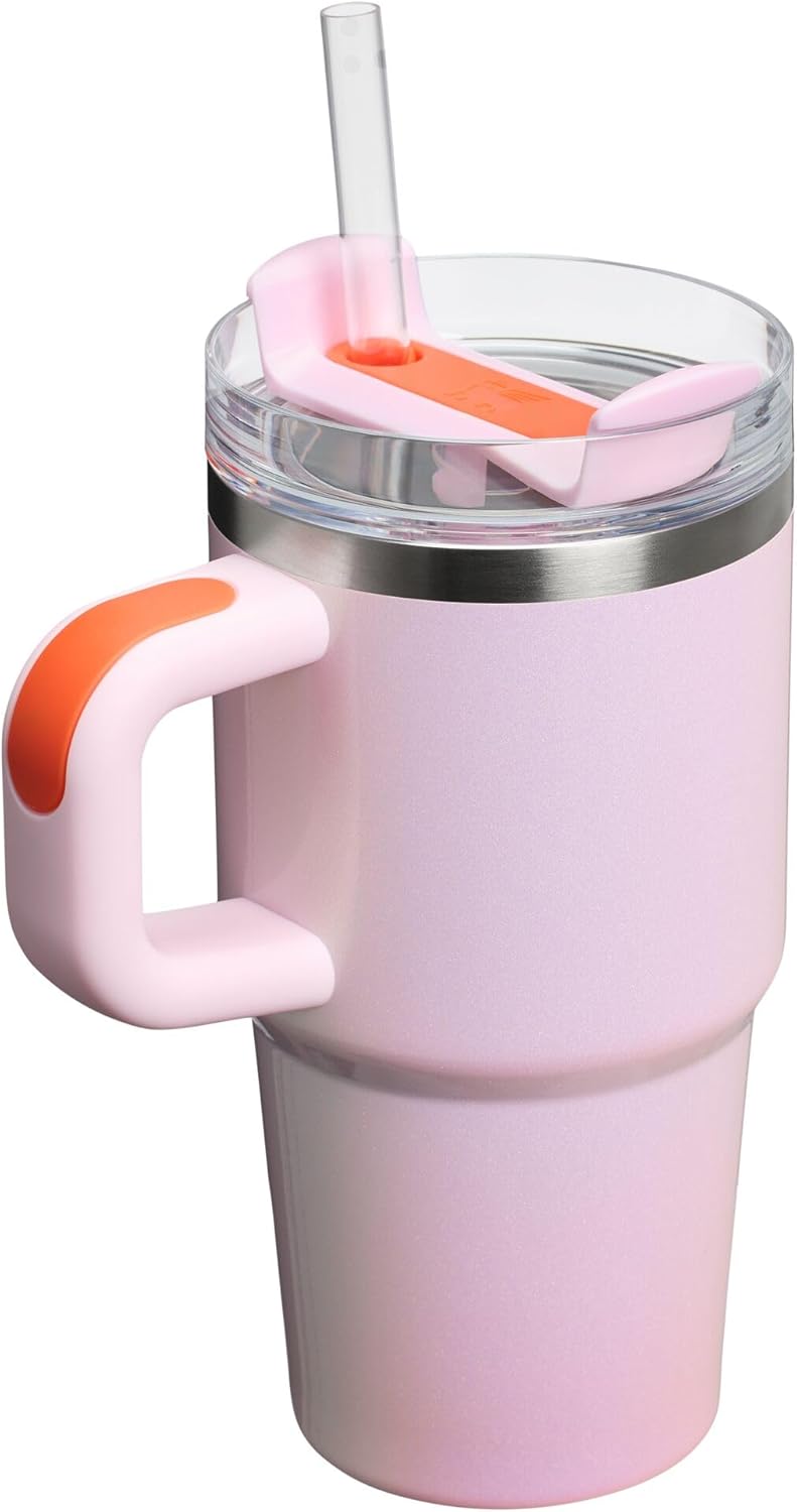 STANLEY Quencher H2.0 Tumbler - 20 oz Insulated Stainless Steel with Handle & Straw | BPA-Free | Rose Petal Shimmer