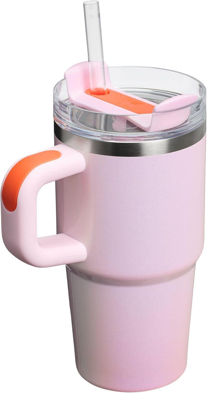 STANLEY Quencher H2.0 Tumbler - 20 oz Insulated Stainless Steel with Handle & Straw | BPA-Free | Rose Petal Shimmer
