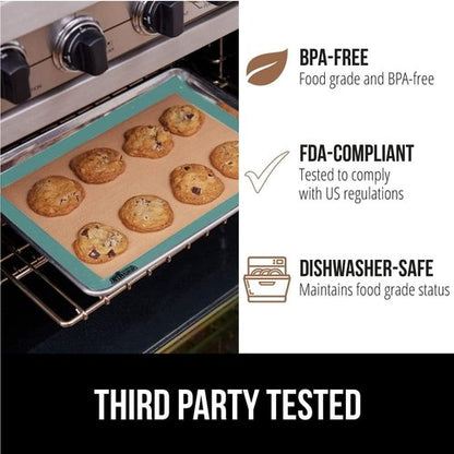 GORILLA GRIP Silicone Baking Mats - Food Grade Nonstick, Oven Safe Up to 500°F, 16.5x11.87, Mint | 2-Pack