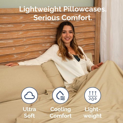 King Standard Pillow Cases - Ultra-Soft Hotel Quality Covers | Fade-Free & Wrinkle Resistant - 2 Piece Set in Heathered Tan