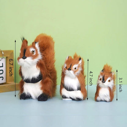 Skiennix Realistic Furry Squirrel | Lifelike Faux Fur Easter Basket Stuffer | 3.1 Inch Home Decor