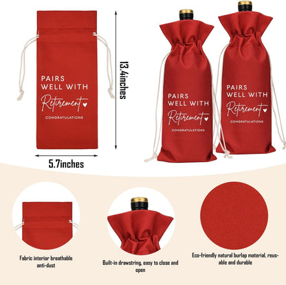XFW Red Retirement Wine Bag Retirement Gifts for Women Men Farewell Gifts for Coworkers Going Away Gift for Friends Boss