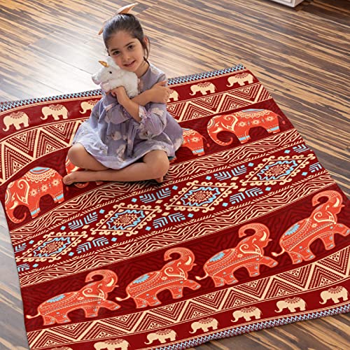 Elephant Blanket Boho Throw Blanket Elephant Gifts for Women Adult Kids Girls Hippie Blanket Elephant Lovers Elephant Decor for Home Bed, Sofa, Couch, Living Room 30"x40"for Toddler/Pets