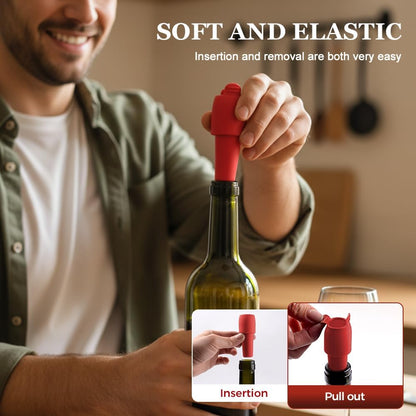 Silicone Wine Stopper for Wine Bottles, 2026 Upgrade Reusable Wine Stoppers for Wine Bottles, Seal Bottle Cover for Beer Champagne, Glass Bottle Sealer Covers Wine Stoppers for Home Use (4)