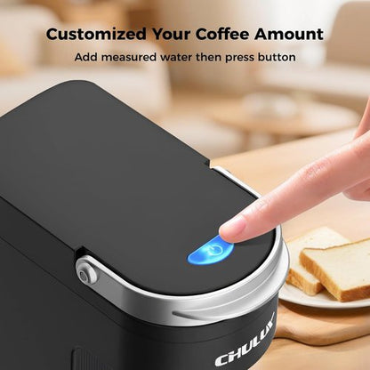CHULUX Slim Single Serve Coffee Maker - Compact K Cup Pod Machine for Home, Office & Travel | Matte Black