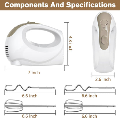 Skiennix 5-Speed Electric Hand Mixer - Portable & Lightweight with Whisk and Traditional Beaters, 120 Watts
