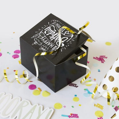 FETTIPOP Confetti Surprise Gift Box - Black Premium Exploding Prank Kit | 7.2x5.5x4.3 in.