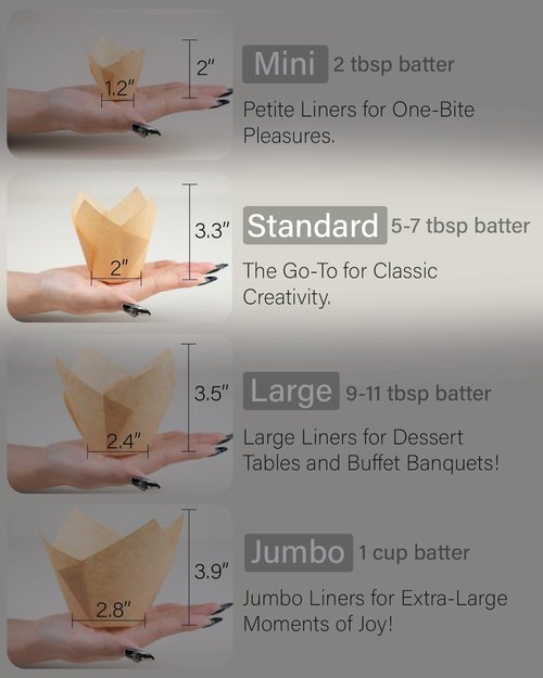 Bake Choice 400pcs Natural Tulip Cupcake Liners - Unbleached European Parchment Paper Muffin Wrappers for Parties & Holidays