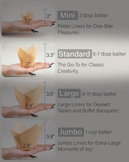 Bake Choice 400pcs Natural Tulip Cupcake Liners - Unbleached European Parchment Paper Muffin Wrappers for Parties & Holidays