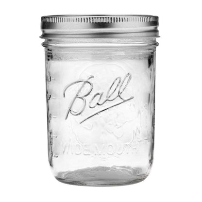 Ball Wide Mouth Glass Mason Jars with Lids and Bands, Used for Canning, Pickling, Juice, Jam, Jelly, Pint Size 16 Ounce (Pack of 3)