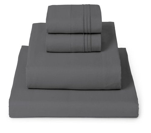 Mellanni King Sheets Set - 4 PC Iconic Collection Bedding - Hotel Luxury, Extra Soft, Cooling Bed Sheets - Wrinkle, Fade, Stain Resistant (King, Gray)