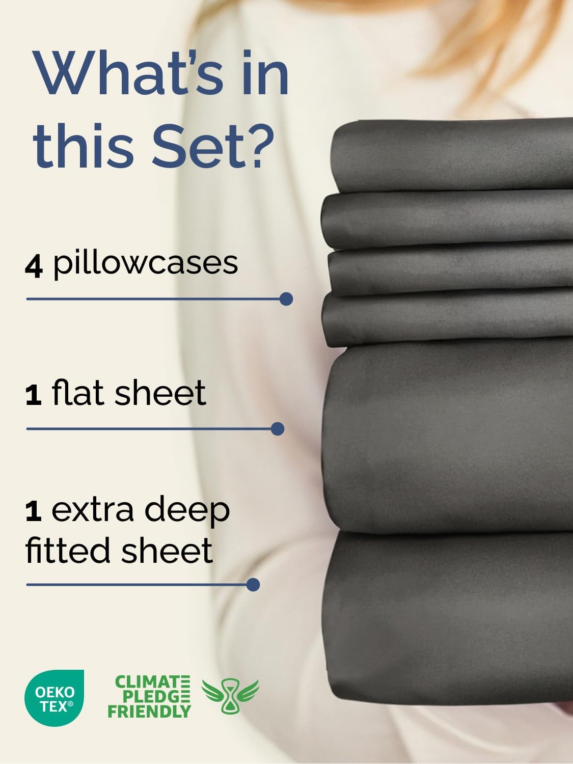 Skiennix Extra Deep Full Sheet Set | 6-Piece Breathable Cooling Bedding | Soft, Wrinkle-Free Charcoal