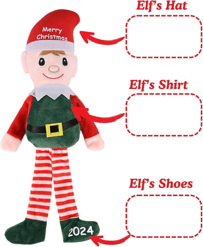 Skiennix Custom Christmas Elf Plush Doll - 14.5" Personalized Toy for Kids | Ideal Xmas Gift (Red/Green)