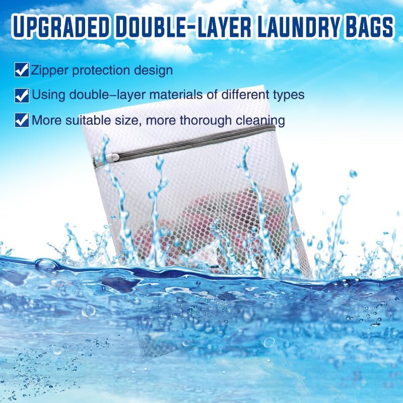 Premium Laundry Bags by Skiennix - Durable Double-Layer Honeycomb Mesh for Delicates | 10 Pcs, 12 x 16 Inches