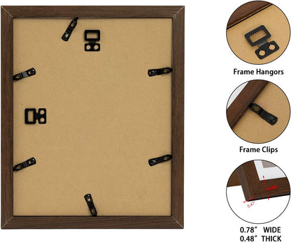 Regine Switzerland 11x14 Picture Frame - Display 8x10 Photos with Mat or 11x14 Without Mat, Brown