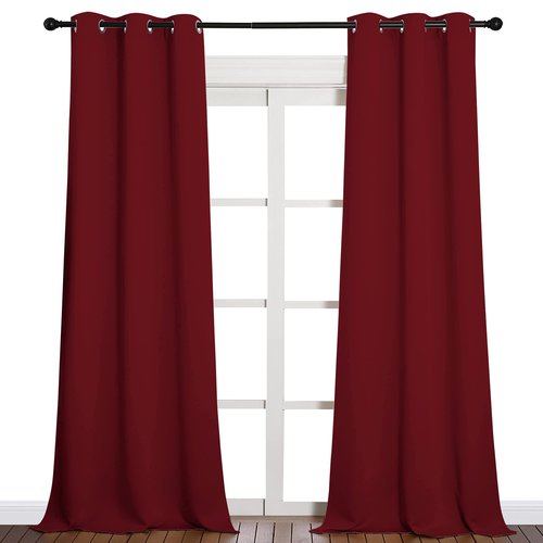 NICETOWN Christmas Burgundy Red Blackout Drapes - Window Treatment Light Blocking Privacy Curtain Panels for Window Decoration (Set of 2, 42 inches by 90-inch)