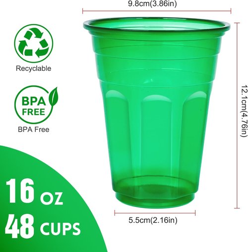 EcoDispose 16 oz Reusable Plastic Party Cups - 48 Count, BPA-Free & Shatter-Resistant for Events