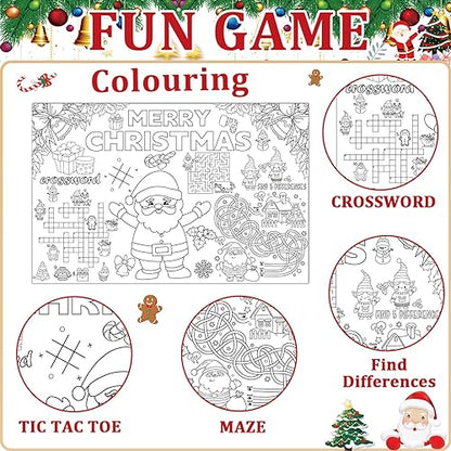 Christmas Coloring Placemats Set of 32 - Holiday Table Mats for Kids and Parties