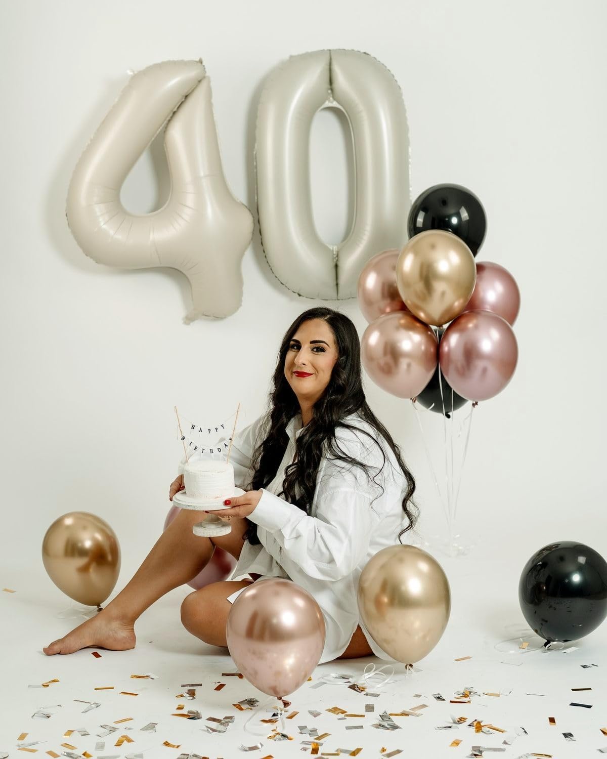 Numbers 14 Balloons - Large 40-Inch Cream Foil Balloons for 14th Birthday & Wedding Decor