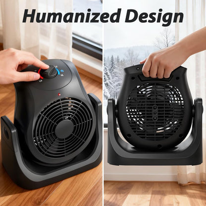 Skiennix Portable Electric Space Heater & Desk Fan - 2-in-1 Combo with 45° Tilt & 1500W Overheat Protection