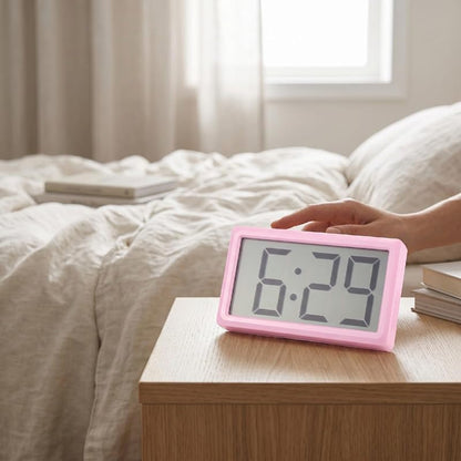 Pink Digital Clock with Magnetic/Desktop Installation, Battery Powered, 12-Hour Display