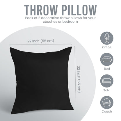 Utopia Bedding 22x22 Pillow Inserts, Set of 2, Black – Indoor Decorative Throw Pillows for Bed, Sofa & Couch – Soft, Supportive & Fluffy Cushion Inserts