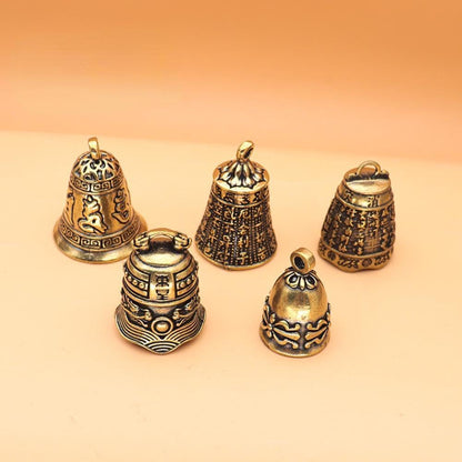 Skiennix Mini Antique Brass Copper Buddha Bells - 5-Piece Feng Shui Home Decor Set