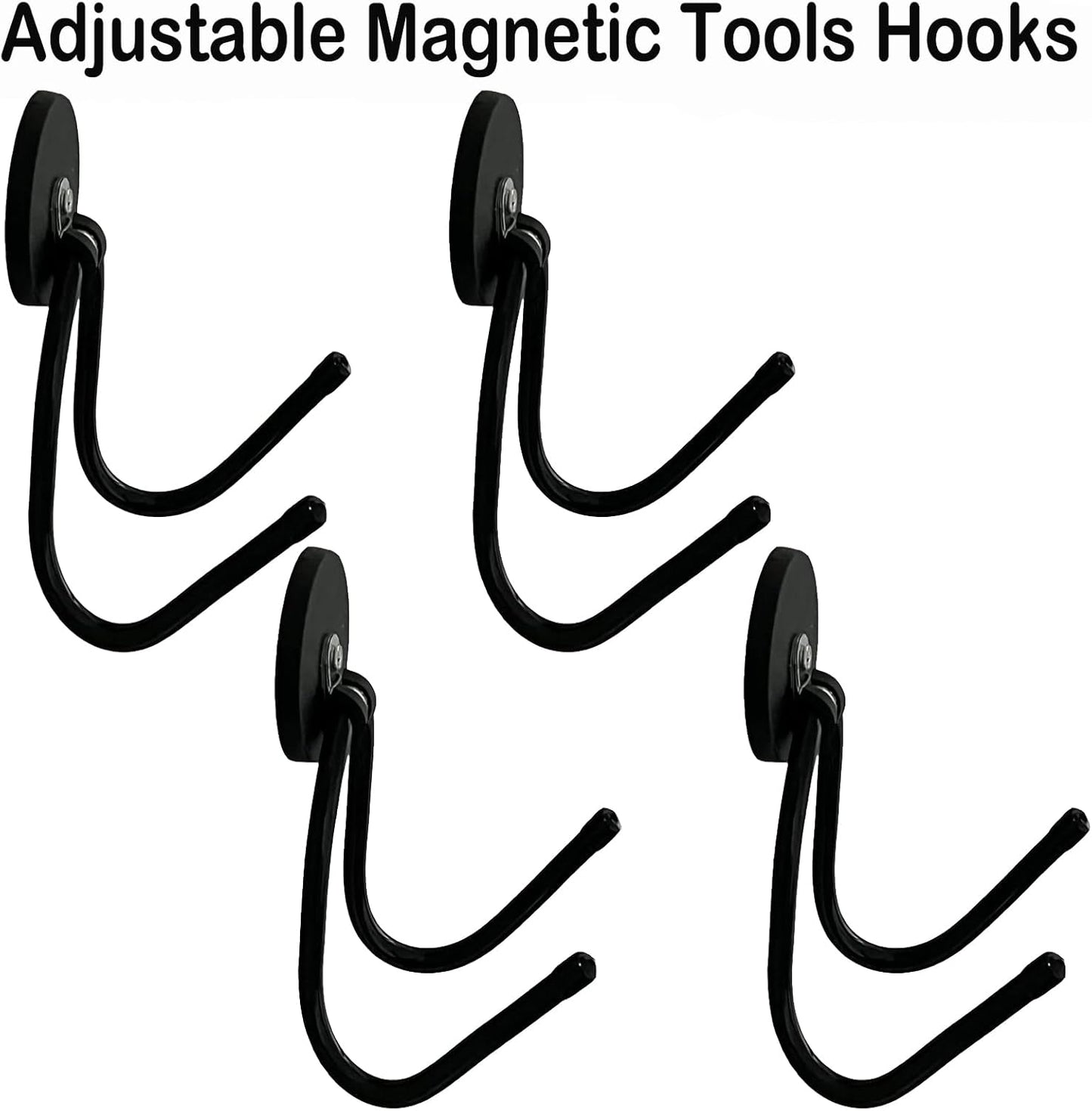 Skiennix Heavy-Duty Magnetic Hooks - 4 Pack Power Tool Organizer for Garage & Workshop Storage