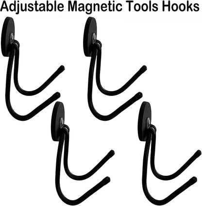 Skiennix Heavy-Duty Magnetic Hooks - 4 Pack Power Tool Organizer for Garage & Workshop Storage